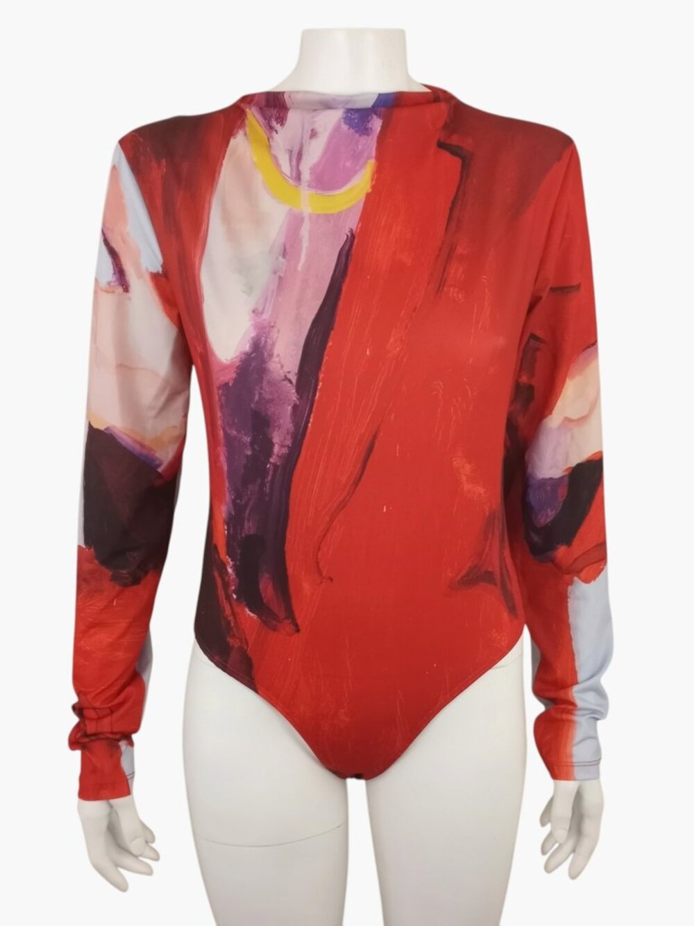 ZARA Xevi Sola Red Print Long Sleeve Bodysuit Womens L